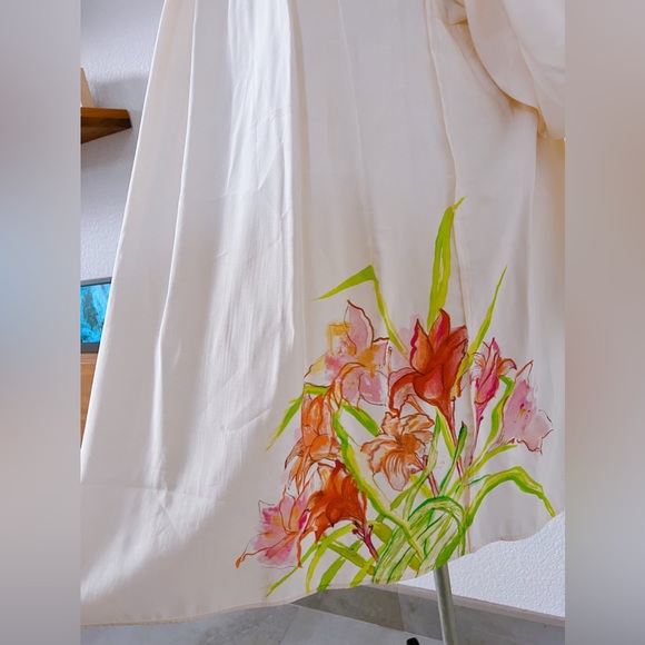 One of a Kind Boho Hand Painted Laser Cut Dress - Picture 3 of 10